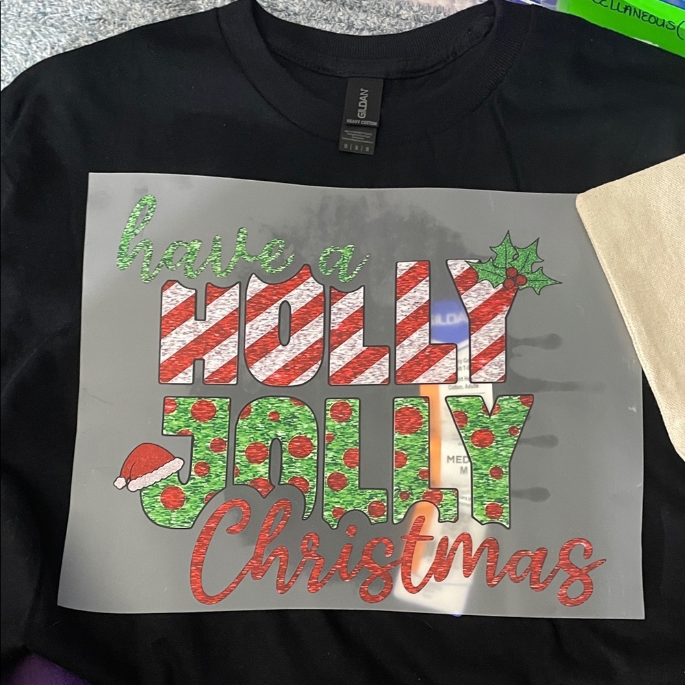 Gildan Black Holly Jolly Christmas T-Shirt